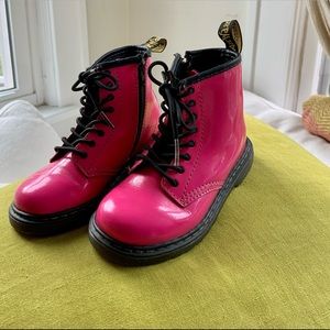Hot Pink Patent Leather Kids Dr. Martens
